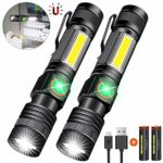Hoxida USB Rechargeable Flashlight (Battery Included), Magnetic LED Flashlight, Super Bright LED Tactical Flashlight with Cob Sidelight, Waterproof, Zoomable Best Flashlight for Camping, Emergency