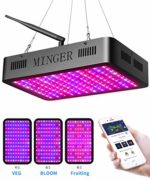 Grow Light MINGER 600W LED Grow Lamp Full Spectrum (3 Dim Infrared Rays Modes) Plant Lamps with APP Timer Remote Control for Greenhouse, Indoor Plants, Veg, Flower and Fruit
