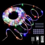Rope Lights Outdoor Waterproof 100 LED String Lights 33 Ft – Plug in with Remote Control Dimmable 8 Modes Multicolor Indoor Outdoor for Bedroom Patio Garden Christmas Tree Pool Party, Colorful