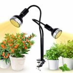 Full Spectrum Grow Light, Kolem LED Grow Lamp for Indoor Plants 300W Equivalent with CREE COB, Cellular Lens, C-Clamp, Adjustable Gooseneck, 4 Dimmable Options, 2 Independent Lamps