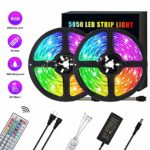LED Strip Lights, AUSPICE Color Changing RGB 32.8ft Flexible LED Rope Light, IP65 Waterproof 300 SMD LEDs 4 Changing Modes with IR Remote Controller with 44 Keys, 12V Power Supply for Home Deco