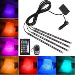 18 Color Car LED Strip Lights, Orange Tech 4Pcs 72 LED Car Interior Lights, 5050 SMD, Waterproof, Underbody Atmosphere Neon Lights Kit Strip with Sound Active and Wireless Remote Control