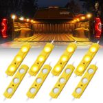 Xprite Led Rock Light for Bed Truck, 24 LEDs Cargo Truck Pickup Bed, Under Car, Foot Wells, Rail Lights, Side Marker LED Rock Lighting Kit w/Switch Yellow – 8 PCs
