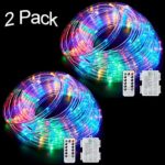 Sunenvoy LED Rope Lights Battery Operated String Lights-40Ft 120 LEDs 8 Modes Outdoor Waterproof Fairy Lights Dimmable/Timer with Remote for Garden Camping Party Decoration (Multi-Color) (2 Pack)
