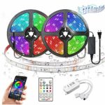 WIOR LED Strip Lights RGB Light Strips 33FT/10M 23 Keys Dimmable Light Strip Kit Color Changing Rope IP65 Waterproof 12V Lighting Smart Sync with Music for Home Party Bedroom DIY Party Indoor Outdoo