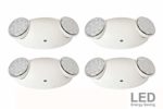 LIT-PaTH LED Emergency Exit Lighting Fixtures with 2 LED Bug Eye Heads and Back Up Batteries- US Standard Emergency Light, UL 924 and CEC Qualified, 120-277 Voltage (4-Pack)