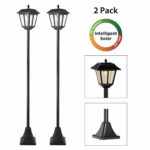Westinghouse 2 Pack 100 Lumens Intelligent Solar Post Light Two Modes Solar Powered Vintage Street Lamp, Stainless Steel Filament LED Bulb Landscape Light for Garden,Yard, Lawn, Pathway, Driveway, Pa