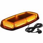 ASPL 48LED 12″ Roof Top Emergency Hazard Warning LED Mini Strobe Beacon Lights Bar with Magnetic Mount, for 12-24V Trucks, Snow Plow, Construction Vehicles (Amber)