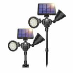 ROSHWEY Solar Spot Lights Outdoor, 1000 Lumens Bright Landscape Light 36 LED Waterproof Wall Lamps with Motion Sensor & 4 Modes for Garden Patio Garage Driveway (Pack of 2, Warm White Light)