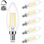 Dimmable E12 Candelabra LED Bulbs,Cotanic 6W (60W Equivalent),4000K Daylight,600LM Ceiling Fan Light Bulb,C35 Filament Chandelier Light Bulbs B11 Candle Lights with Clear Glass,Pack of 6