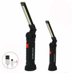 Rechargeable COB LED Work Light Jhua Portable Work Lights with Magnetic Base 5 Lighting Modes,360°Rotate Swivel Hooks Flashlight Led Worklight for Auto Repair Home Using(2 Pack (L+S))