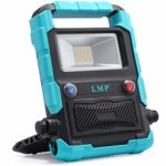LMP Portable LED Work Light With Wireless Bluetooth speakers,Stereo Sound,Built-in Rechargeable Lithium Batteries 20W 1800LM Nature Waterproof LED Flood Light for Outdoor Camping and Job Site Lighting