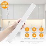 LightingWill LED Ultra-Thin Wireless Under Cabinet Light, 80 LEDs with 1500MA Battery, Motion Sensor Cabinet Light for Cabinet, Wardrobe, Closets, Bedroom, Kitchen, Hallway(Warm White)