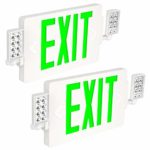 Hykolity Ultra Slim Green Exit Sign, 120-277V Double Face LED Combo Emergency Light with Adjustable Two Head and Backup Battery – 2 Pack
