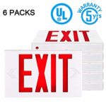 SPECTSUN Led Exit Sign with Battery Backup, Hradwired Red Exit Light LED – 6 Pack, Exit Sign Battery/Business Exit Sign Stencils/Exit Combo Light/Lighted Exit Signs/Emergency Exit Light