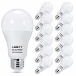 [Upgraded]LUNSY A19 LED Light Bulb 2700K, 100-150 Watt Equivalent, Soft White, 1600lm, Non-Dimmable, E26 Edison Bulb- 12 Pack