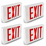 Gruenlich LED Emergency EXIT Sign with Double Face and Back Up Batteries- US Standard Red Letter Exit Lighting, UL 924 Qualified, 120-277 Voltage (4-Pack)