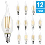 Dimmable LED Candelabra Bulb, Flame Tip Style,60W Equivalent, 2700K Soft White, E12 Base, Chandelier LED Edison Light Bulbs (CA11 12 Pack)