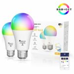 CT Capetronix Smart WiFi LED Light Bulb – A19 E26 RGB+CCT Multicolor Dimmable 2700K-7000K Light Bulbs Compatible with Alexa Echo Google Home Siri (No Hub Required), 8W (60W Equivalent), 2 Pack