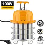 Freelicht Portable LED Temporary Work Light Fixture, 12,000 Lumens Outdoor Construction Light, 100W (800W Equiv.) Connectable Ultra Bright High Bay Light, UL Listed, IP65, 5000K Daylight