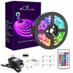 RGB LED Strips Lights Kits 12V 16.4ft Changing Strip Lighting with Remote Rope Light for Room, Bedroom, Home, Kitchen Cabinet, Christmas, Party Decoration, Non-Waterproof (16.4FT/5M-RGB)