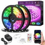 Olafus 65ft Smart RGB LED Strip Lights Kit, Music Synch Wifi Tape Lights with Remote, 24V 20m Strip with 600 LEDs 5050, Dimmable Color Changing Lighting Strips, Compatible with Alexa, Google Assistant