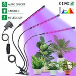 Azawa Grow Lights 30W, 60 LEDs Plant Light for Indoor Plants, Full Spectrum IP55 Waterproof Growing Lamp with Automatic ON Off, 3 6 12H Cycle Timer, 3 Light Mode, 6 Dimmable Levels