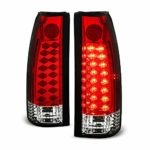 ACANII – For 1988-1998 Chevy Silverado GMC Sierra Suburban Tahoe Red Clear Lumileds LED Tail Lights Lamps Left+Right