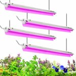 Byingo 4ft LED Grow Light, 168W (4 x 42W) 2-Row V-Shape T8 Integrated Fixture Plug and Play – with Reflector Combo Great for Indoor Plants, Pack of 4
