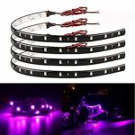 EverBright 4-Pack Pink Led Strip Lights for Cars, 30CM 5050 12-SMD Waterproof Car Underglow Lights Motorcycles Golf Cart Decoration Led Interior Exterior Lights Strip with 3M Tape, DC-12V