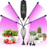 Garpsen Plant Grow Light for Indoor Plants, Upgraded Version 4 Head 80 LED Full Spectrum Grow Lamp with Timer, 3 Lighting Mode, 10 Dimmable Levels, Professional for Seeding Succulents Herbs