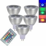 OMTO MR16 3W RGB Color Changing Spotlight with IR Remote Control Mood Ambiance Lighting Colorful LED Light Bulbs,Landscape Lighting Dimmable 12V (Pack of 5)
