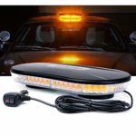 Xprite Amber COB Strobe Lights Bar LED Rooftop Emergency Warning Light with Magnetic Base for Vehicles Cars Trucks 19 Flashing Patterns