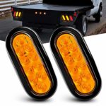 Nilight TL-08 6″ Oval Amber Tail 2PCS 10 LED w/Flush Mount Grommets Plugs IP67 Waterproof Turn Signals Trailer Lights for RV Truck Jeep, 2 Years Warranty