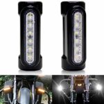 Motorcycle Highway Bar Switchback Driving Lights DRL Turn Signal White Amber LED Lamp for 1-1/4 inch Harley Davidson Touring Bikes Dyna Victory Touring Bikes Crash Bars (Black)