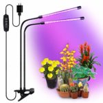 Grow Light, Timer UV Grow Lights 40 W Dual Head Timing LED Plant Grow Lights with Clip for Indoor Plants with Red Blue Spectrum,Adjustable Gooseneck