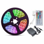 LED Strip Lights, LED Light Strip 16.5Ft/5M RGB SMD 5050 300LEDs Rope Lighting Color Changing Full Kit with 44 Keys RF Remote Controller and DC 12V