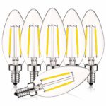 Luxrite 4W Vintage Candelabra LED Bulbs Dimmable, 400 Lumens, 4000K Cool White, LED Chandelier Light Bulbs 40W Equivalent, Clear Glass, Filament LED Candle Bulb, UL Listed, E12 Base (6 Pack)