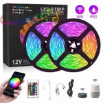 AUSPICE LED Strip Lights, 32.8ft RGB 5050 LED Rope Lights, App or Remote Control, 16 Color Changing 4 Modes 12V Dimmable Led Strip Lights Works with Alexa, Google Home for Decoration