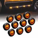 10pc 3/4″ Amber LED Trailer Marker Clearance Light [DOT Approved] [PC Rated Semi-Spherical Output] [IP67 Waterproof] [Bullet Style] Round Clearance Marker Lights for Trailer Truck