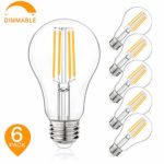 100W Equivalent Filament Edison Bulbs Clear Glass, Dimmable LED Light Bulbs, 10W A21 Vintage LED Blubs 2700K Warm White, Medium Screw Base (E26), 1100 Lumens, 6-Pack