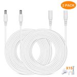 DC Power Extension Cable, 33ft 2Pack 2.1mmx5.5mm DC Plug Power Supply Adapter Extension Cord 20AWG Power Cord Compatible with 12V,24V Wireless CCTV IP Security Camera,Led Strip Lights(White)