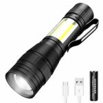 GIVERARE Tactical LED Flashlight, USB Rechargeable (Battery&USB Cable Included) Flashlights, Mini Super Bright Pen Light, Zoomable 3 Modes Handheld Torch for Cycling Hiking Camping Outdoor Emergency