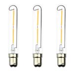 Luxvista 2W Dimmable LED T6.5 Tubular Filament Bulb – BA15D Double Contact Bayonet Base Appliance LED Lights 20W Incandescent Equivalent for Exit Sign Light Chandeliers 120V Warm White 2700K (3-Pack)