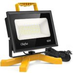 Olafus 60W LED Work Lights, 400W Equivalent, 6000LM Construction Light with Stand, IP66 Waterproof Outdoor Job Site Worklight, LED Working Lighting for Workshop, Garage, Jetty, 5000K Daylight White