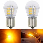 AMAZENAR 2-Pack 1056 BAU15S 7507 12496 5009 PY21W Extremely Bright Amber/Yellow LED Light 9-30V-DC, 2835 33 SMD Replacement Bulbs for Turn Signal Lights Blinker