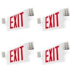 LFI Lights – Ultra Thin Hardwired All LED Combo Exit Sign Emergency Light – Red Battery Backup – UL Listed – COMBOTR (4 Pack)