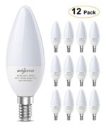 12-Pack 60 watt Equivalent Daylight E12 LED Bulbs, 5000K Candelabra LED Bulbs, Bright Ceiling Fan Light Bulbs, Type B Small Thread, Non-dimmable