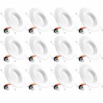 Luxrite 5/6 Inch LED Recessed Lights Dimmable, 15W, 4000K (Cool White), 1250 Lumens, Retrofit LED Downlight 120W Equivalent, DOB, Baffle Trim, Energy Star, ETL Listed, IC & Damp Rated (12 Pack)