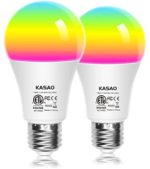 WiFi Smart LED Light Bulb, A19 E26 RGB+W(6500K) Color Changing Light Bulbs Compatible with Alexa, Google Home Assistant and IFTTT, No Hub Required 7.5W (60W Equivalent)-2 Pack